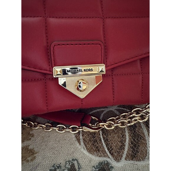 Michael Kors Ladies SoHo Large Quilted Leather Shoulder Bag - Crimson NEW - Picture 9 of 11
